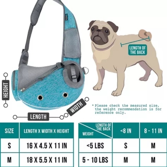 PetAmi Tiffany Blue and Gray Pet Dog Cat Sling Carrier NWOT Sz Small Up To 5lbs - Picture 5 of 14